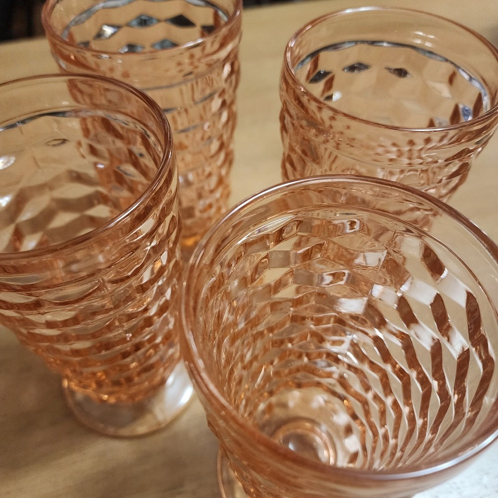 Colony Whitehall Peach Iced Tea Vintage Pink Cubist Tumbler Set Of 4 - Picture 8 of 8